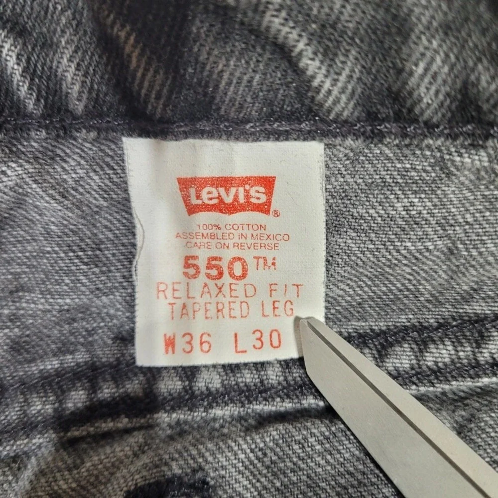 Vtg 90s Levi's 550 Jeans Black Orange Tab Jeans Denim Mens 36x30 (Fits 34x29)